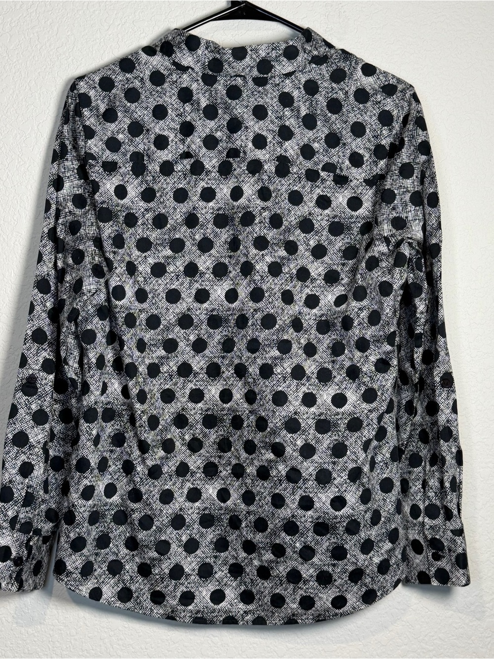 Foxcroft Wrinkle Free Black & White Polka Dot Button-Down Blouse - Picture 2 of 7
